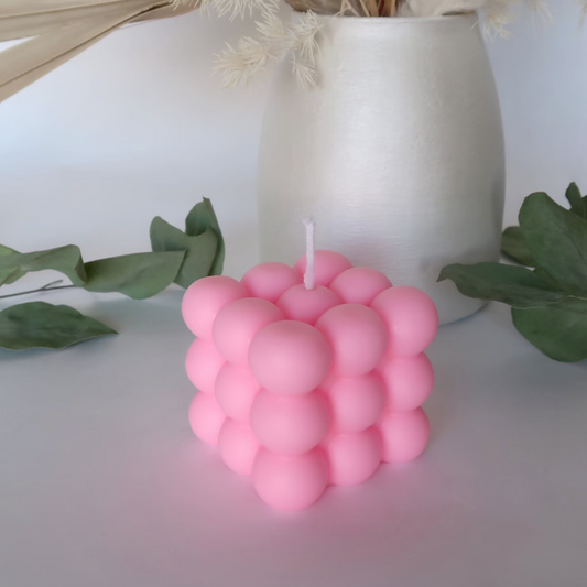 BUBBLE CUBE CANDLE BRIGHT PINK